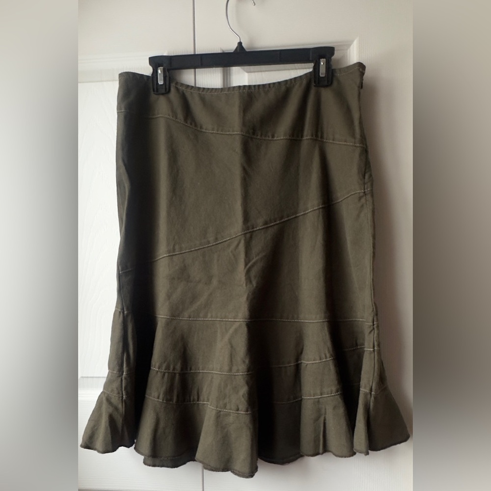 DKNY A-Line Skirt in Olive - Picture 2 of 5
